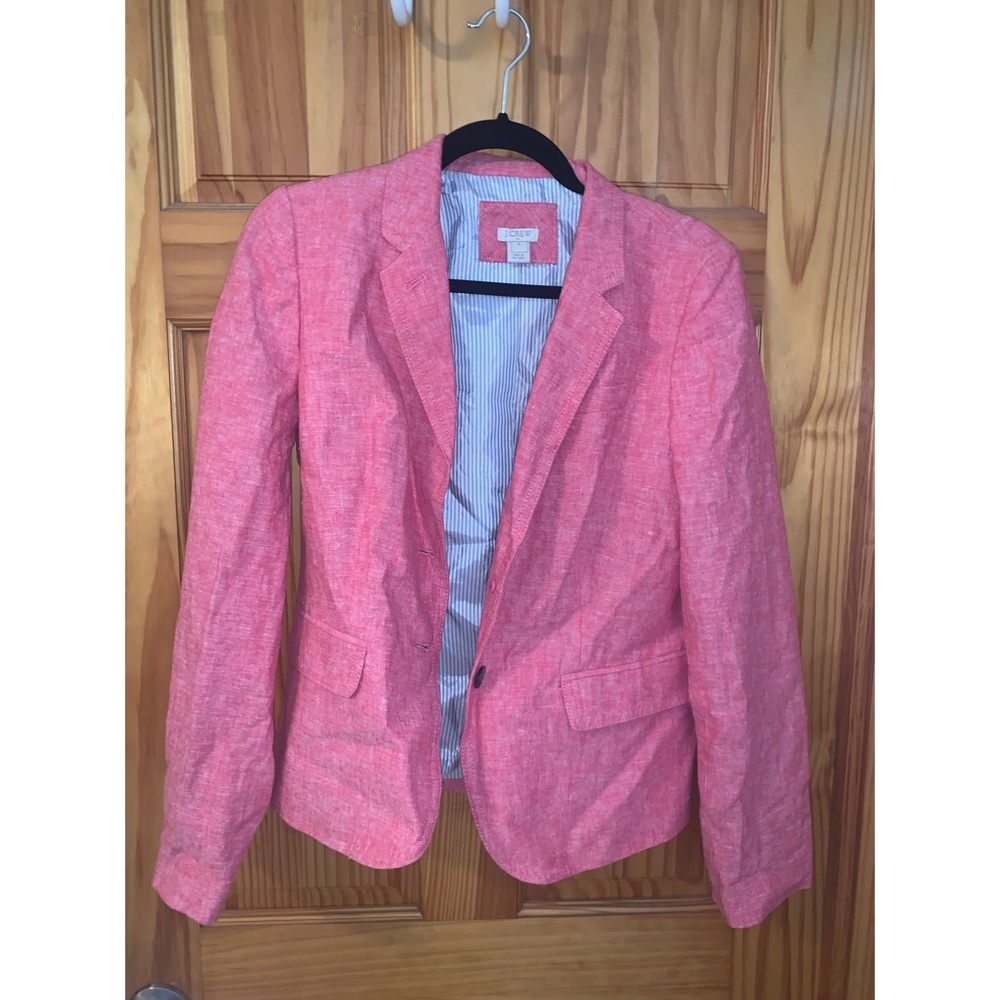 J. Crew pink linen blazer